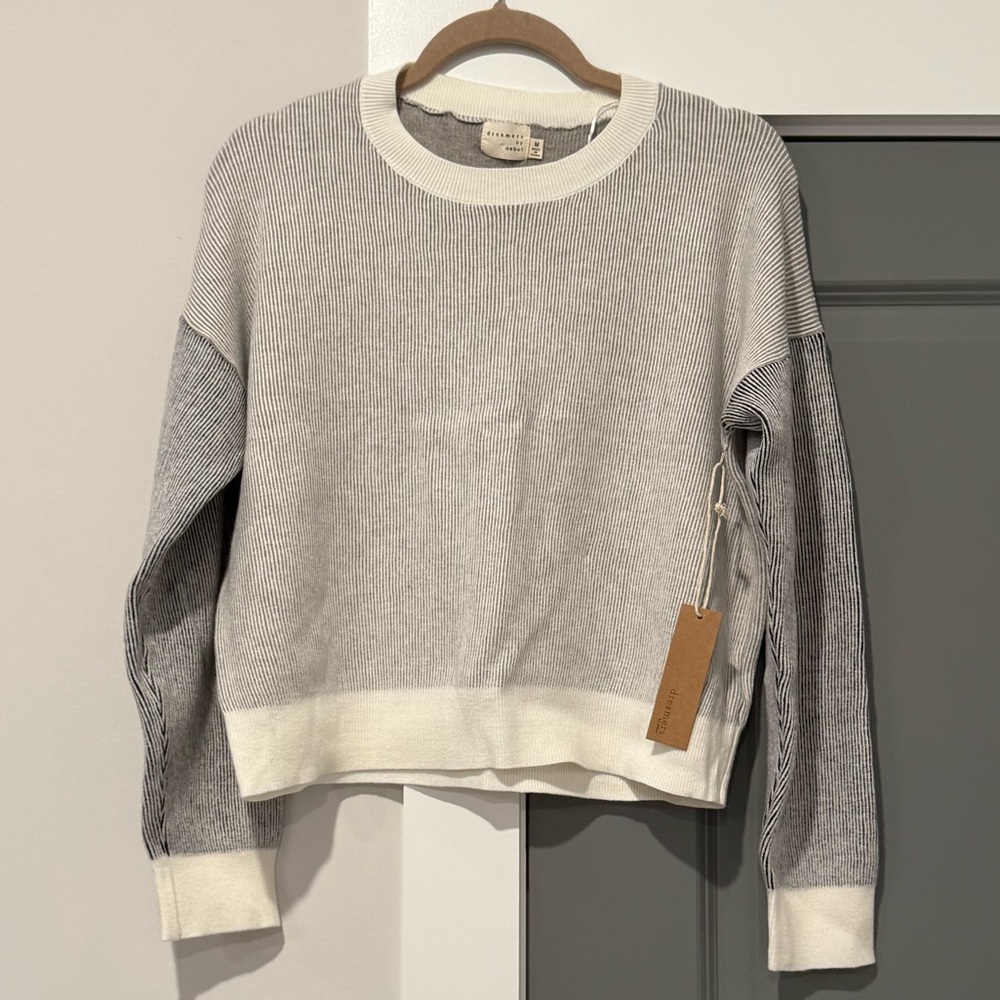 Gray and Cream Striped Women's Sweater